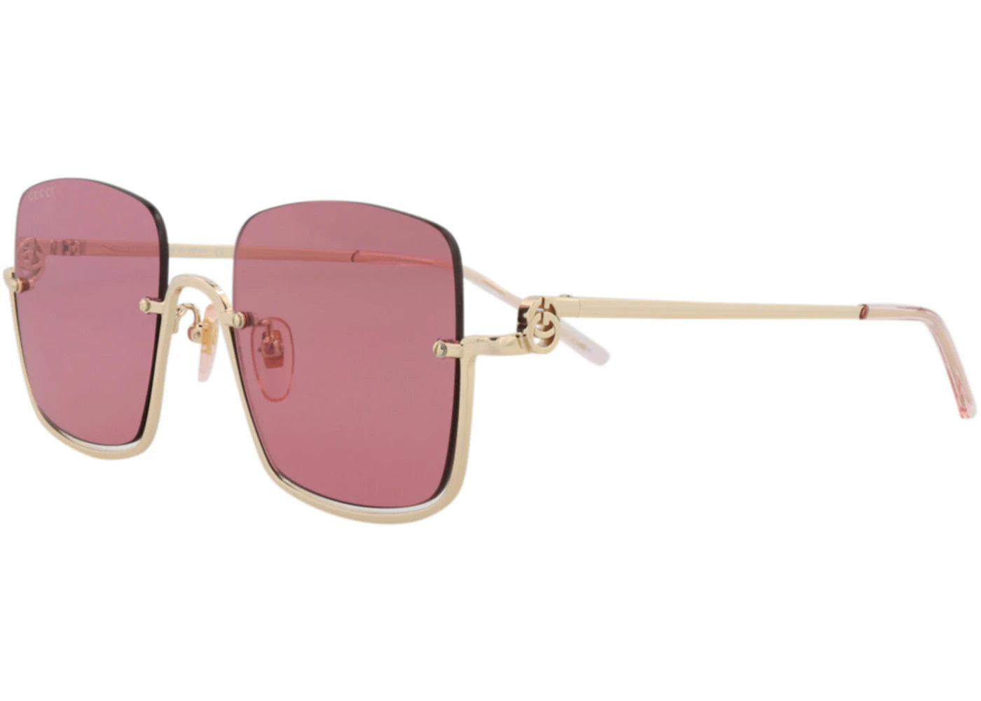 Gucci Square-Frame Metal Sunglasses Gold/Gold/Red (GG1279S-30013846-003) - vue secondaire A