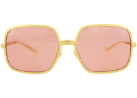 Gucci Square-Frame Metal Sunglasses Gold/Red (GG1063S-30012261-001-70048)