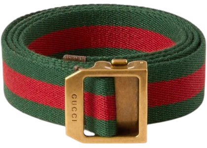Gucci Striped Webbing Belt Red Green - authentic Gucci product