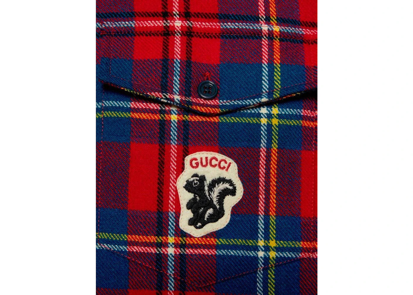 Gucci Tartan Skunk-Patch Shirt Red - vue secondaire B