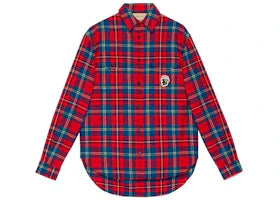 Gucci Tartan Skunk-Patch Shirt Red - vue 360