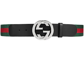 Gucci Web Belt with G Buckle Green/Red Web - vue 360