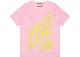 Gucci Women's Lemon Gucci Print T-Shirt Pink/Yellow - vue 360