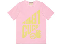 Gucci Women's Lemon Gucci Print T-Shirt Pink/Yellow