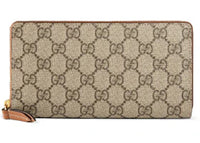 Gucci Zip Around Wallet GG Supreme Brown Lining