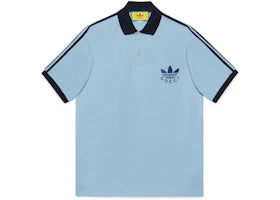 Gucci x adidas Piquet Polo Shirt Blue - authentic Gucci apparel
