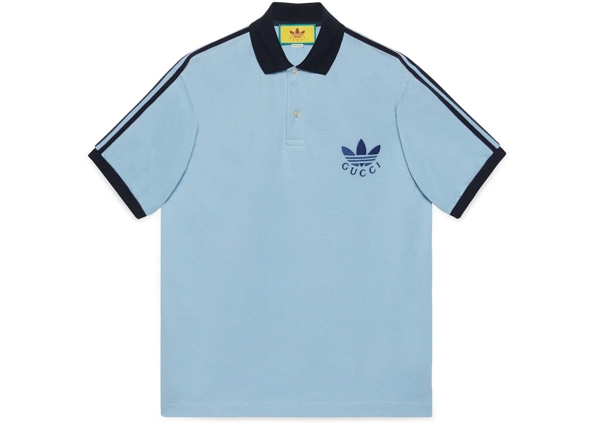 Gucci x adidas Piquet Polo Shirt Blue - vue secondaire A