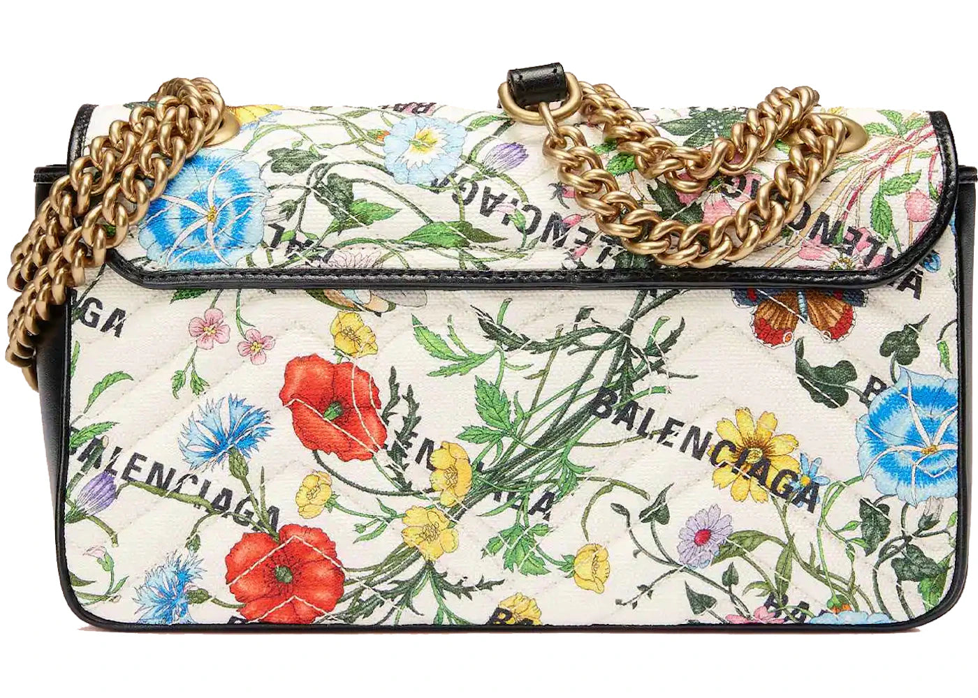 Gucci x Balenciaga The Hacker Project Kleine GG Marmont Tasche Weiß Flora - vue secondaire B