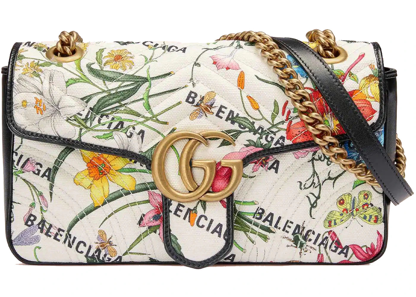 Gucci x Balenciaga The Hacker Project Small GG Marmont Bag White Flora sneakers - authentic Gucci shoes