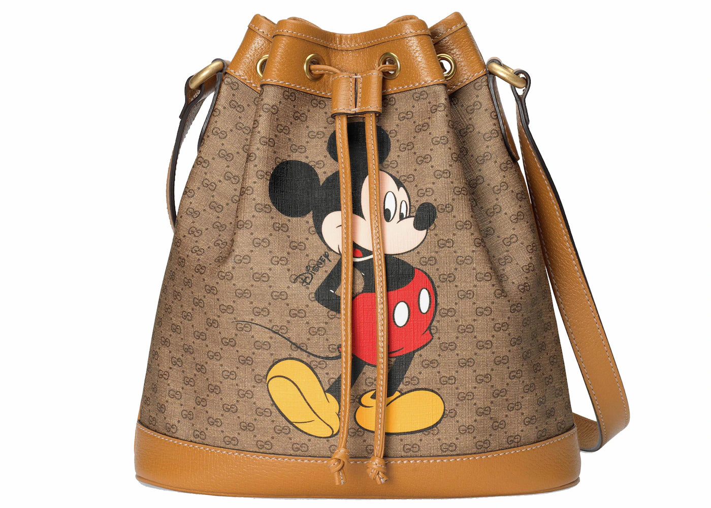 Gucci x Disney Bucket Bag Mini GG Supreme Mickey Mouse Klein Beige - vue 360