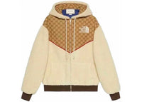 Gucci x The North Face GG Canvas Shearling Jacket Beige