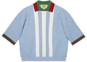 Gucci x adidas Viscose Polo Light Blue - vue 360