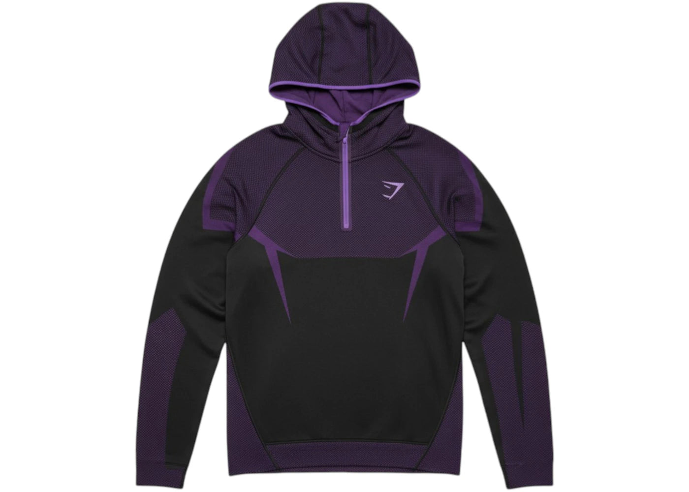 Gymshark Onyx 5.0 Seamless Hoodie Black/Athletic Purple - vue 360