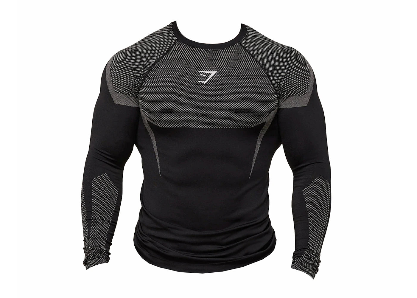 Gymshark Onyx 5.0 Seamless Long Sleeve T-shirt Black/Light Grey - vue 360
