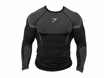 Gymshark Onyx 5.0 Seamless Long Sleeve T-shirt Black/Light Grey - authentic Gymshark apparel
