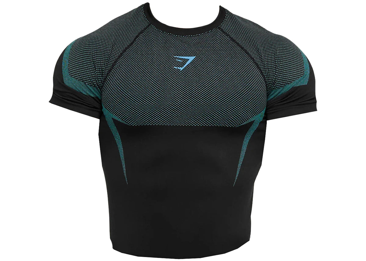 Gymshark Onyx 5.0 Seamless Muscle Fit T-shirt Black/Brand Blue | Re