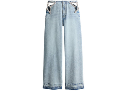 H&M x Stella McCartney Women's Crystal-Star Straight-Leg Jeans Light Denim Blue - authentic H&M product