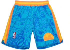 Hebru Brantley x Mitchell & Ness Seattle Sonics Shorts Blue - authentic Hebru Brantley apparel