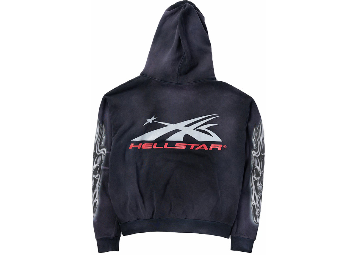 Hellstar Airbrushed Skull Hoodie Black - vue secondaire B