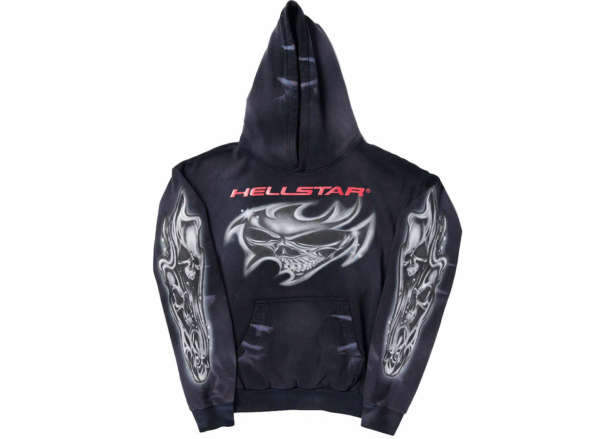Hellstar Airbrushed Skull Hoodie Black - vue secondaire A