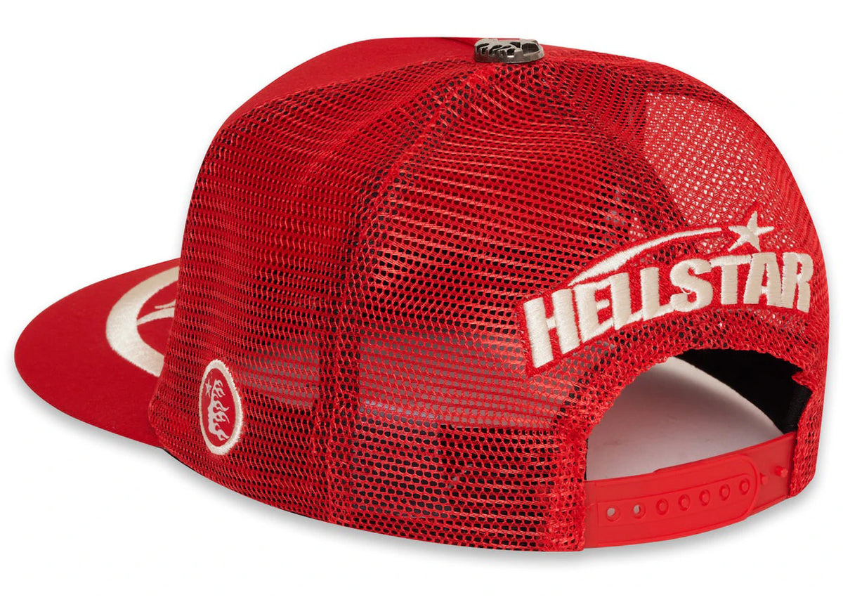 Hellstar Big Logo Trucker Snapback Hat Red - vue secondaire B