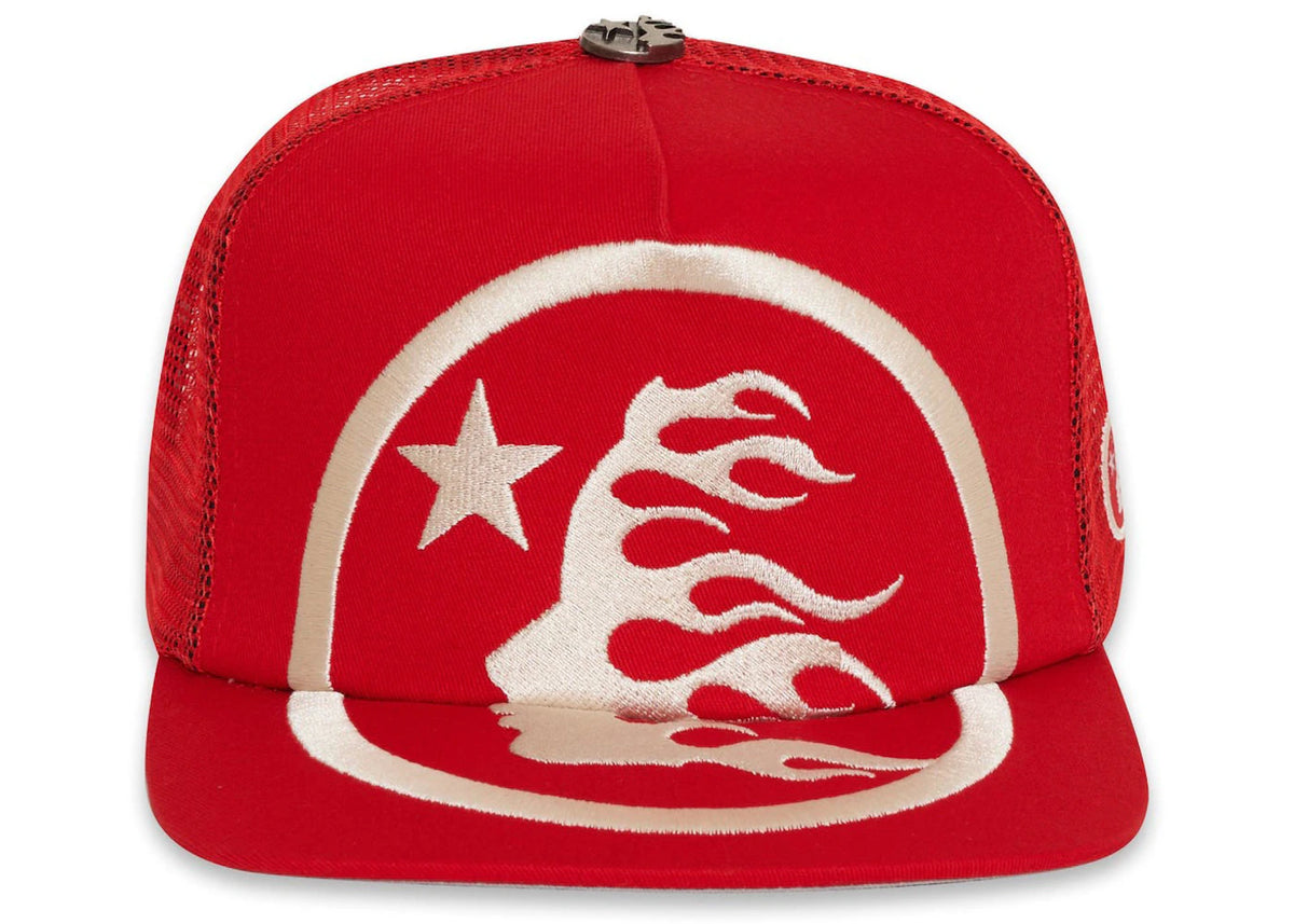 Hellstar Big Logo Trucker Snapback Hat Red - vue secondaire A