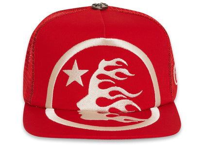 Hellstar Big Logo Trucker Snapback Hat Red - product view 2
