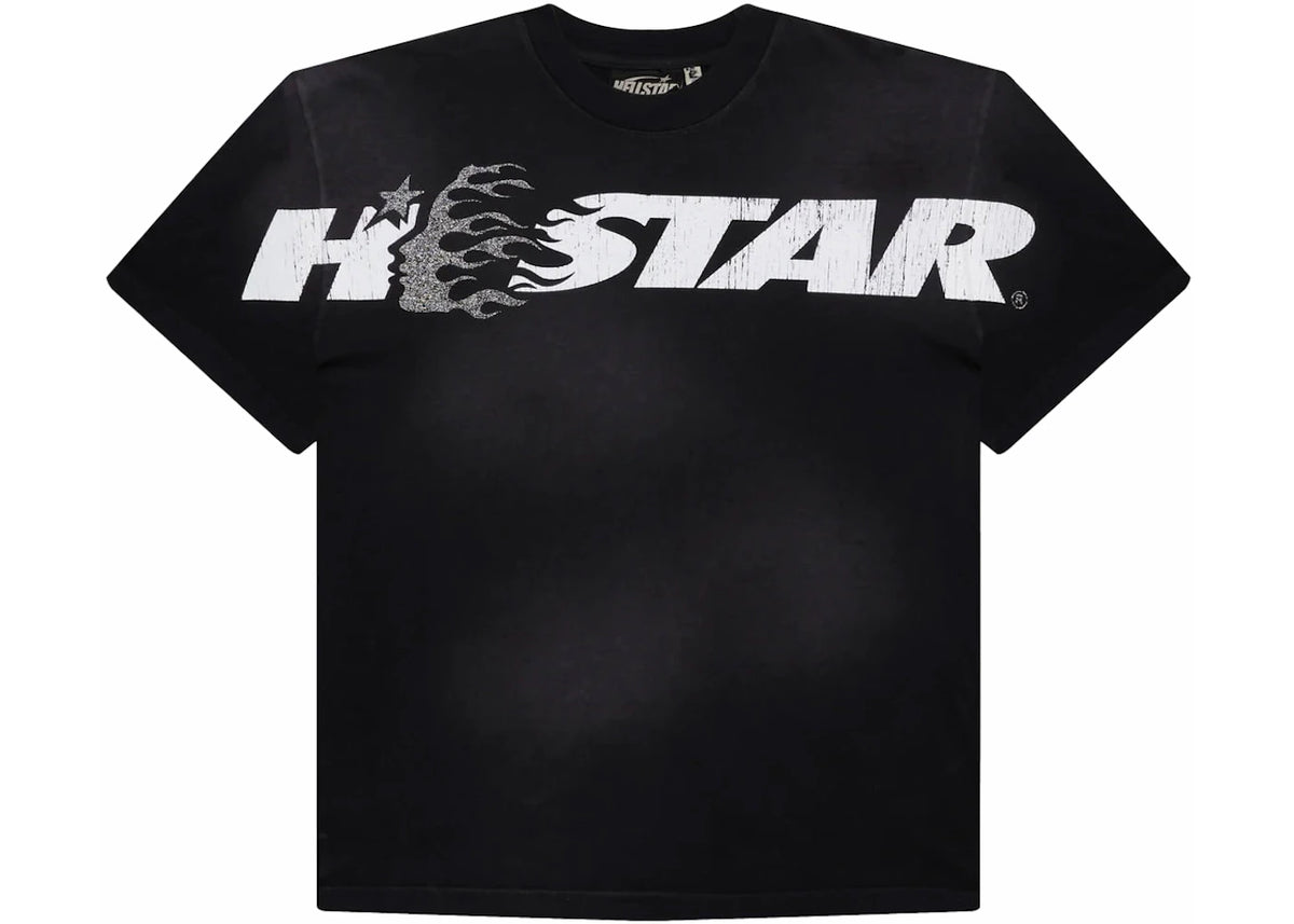 Hellstar Cartoon Logo Glitter Logo T-shirt Black - vue 360