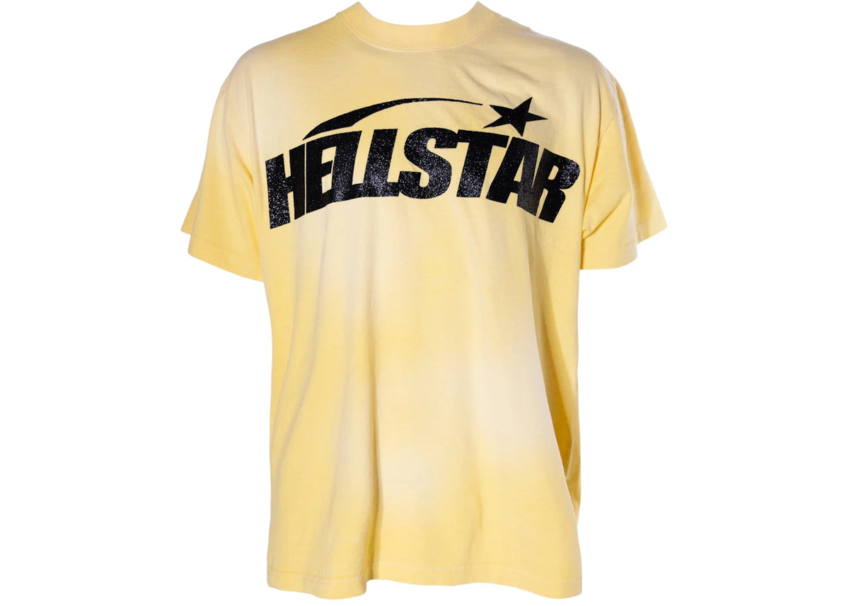 Hellstar Classic Black Glitter Logo T-Shirt Yellow - vue 360