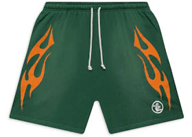 Hellstar Flame Shorts Green - authentic Hellstar apparel