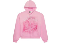 Hellstar Sp5der OG Web V2 Spray Zip Hoodie Light Pink