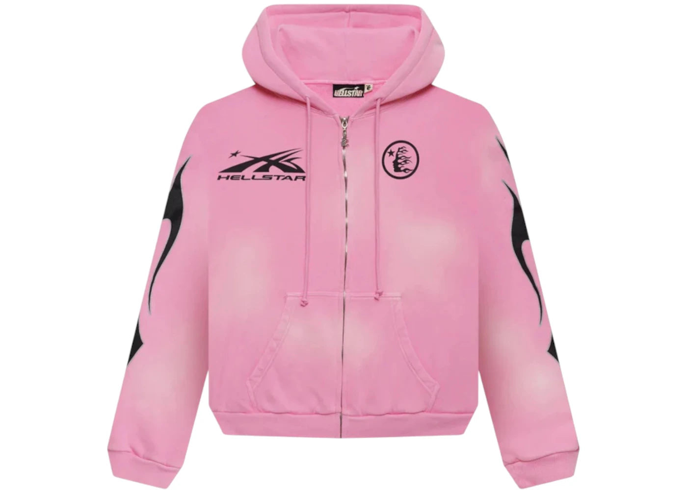 Hellstar Sports Flame Zip Up Hoodie Pink - vue secondaire A