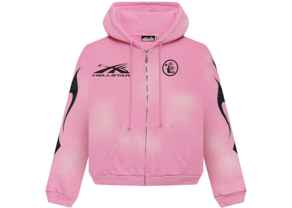 Hellstar Sports Flame Zip Up Hoodie Pink - apparel view 2