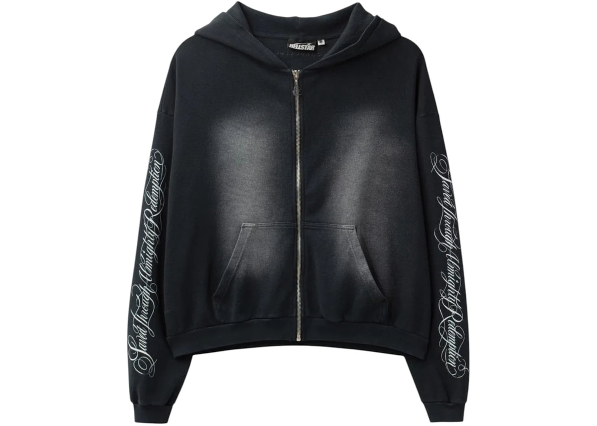 Hellstar Thermal Zip-Up Hoodie Black - vue 360