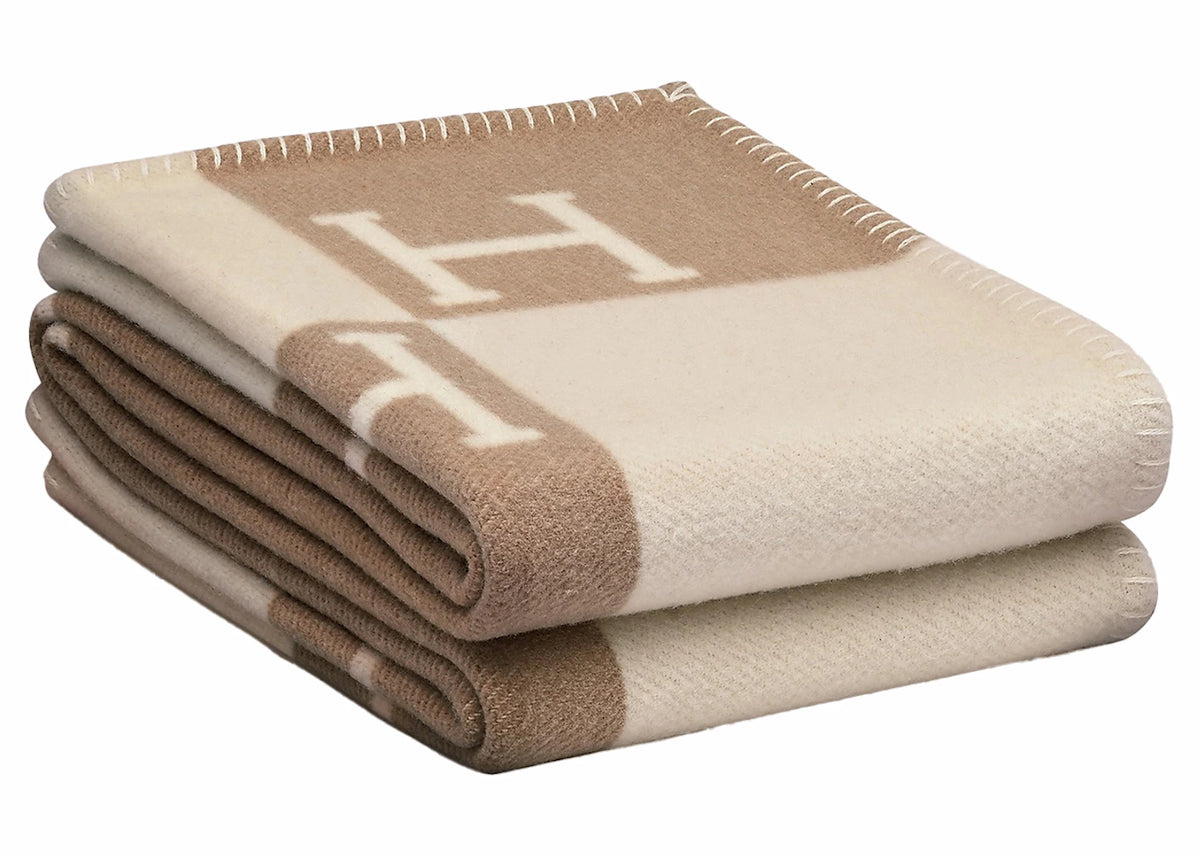 Hermes Avalon Baby Blanket Noisette Moyen/Blanc - vue secondaire B