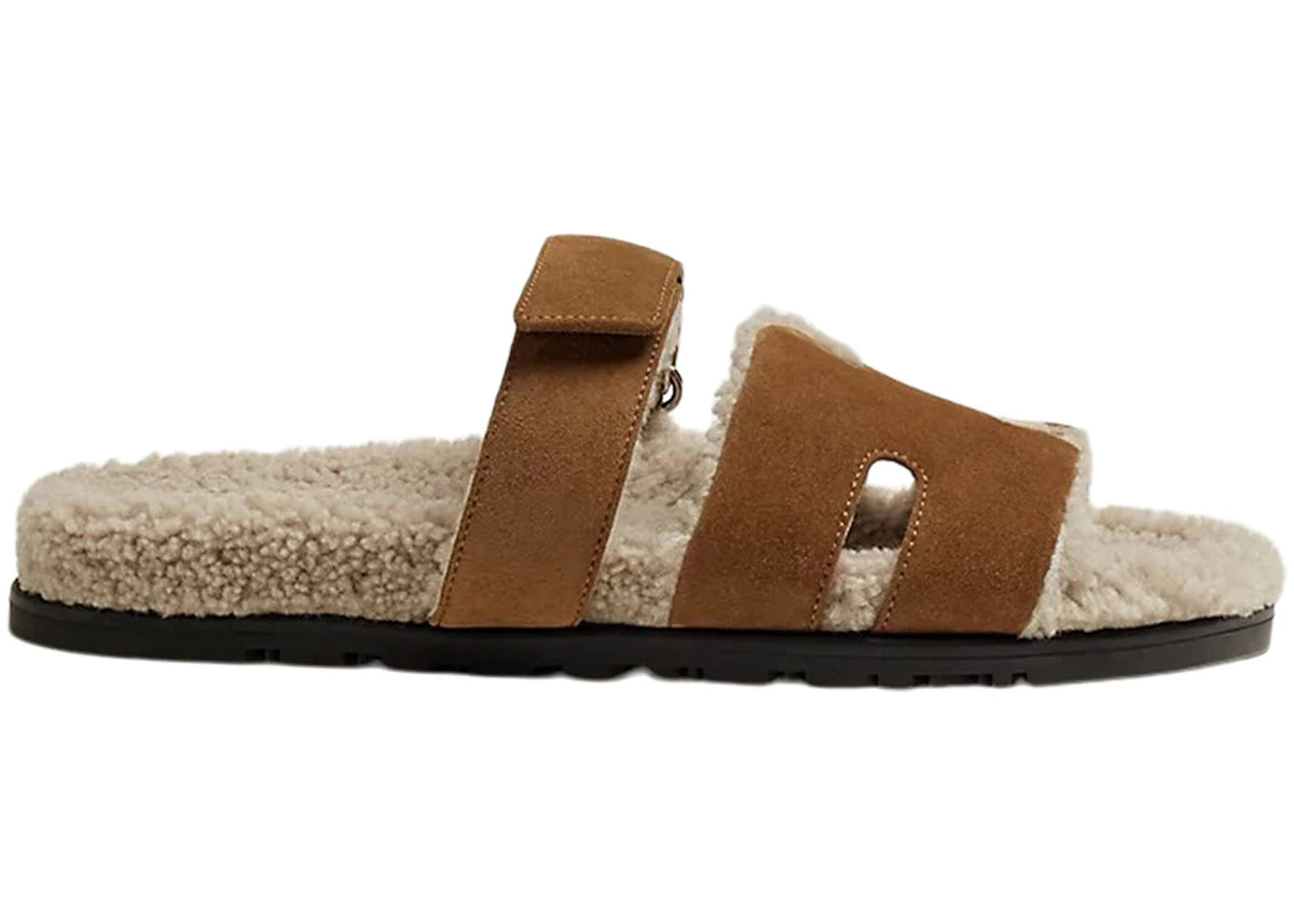 Hermes Chypre Sandal Brun Fume Suede Woolskin (M) - vue secondaire A