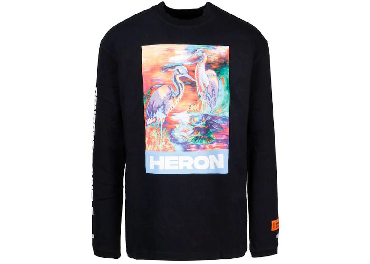 Heron Preston Heron Watercolor Print Longsleeve T-Shirt Black - vue secondaire A