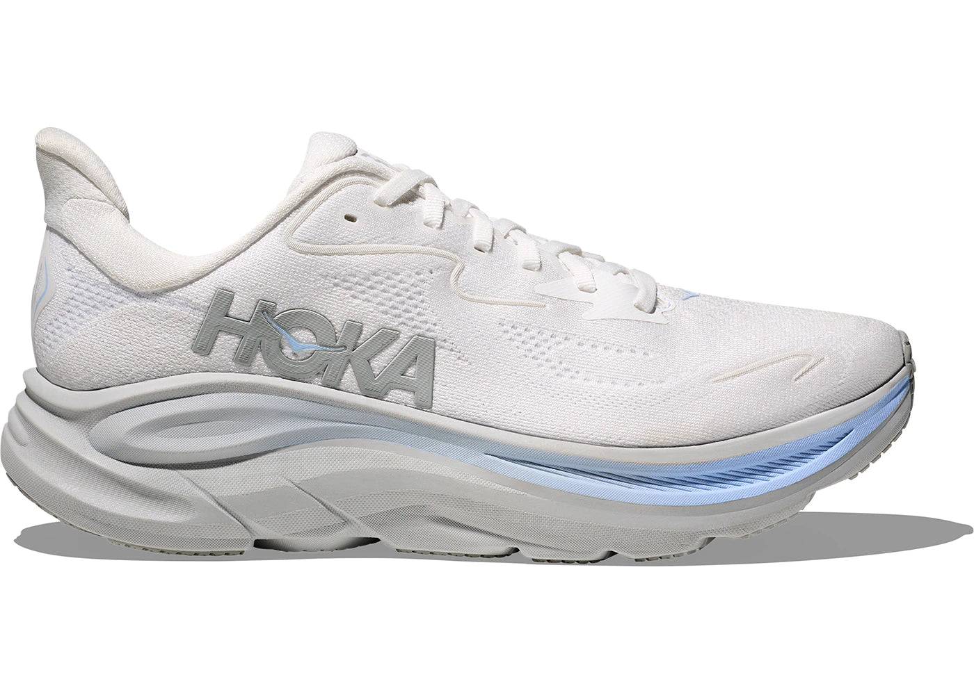 Hoka One One Clifton 10 White Glacier Blue - vue 360