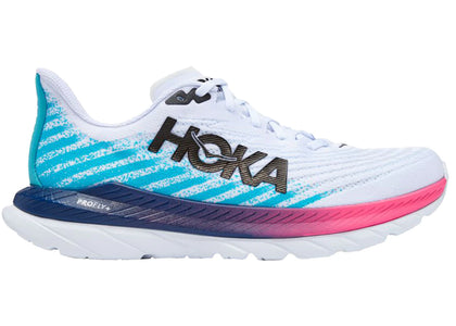 Hoka One One Mach 5 White Scuba Blue Pink - sneakers view 2