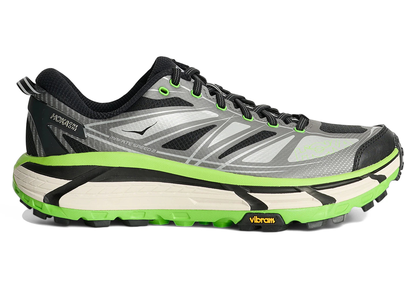 Hoka One One Mafate Speed 2 Black Electric Green - vue 360