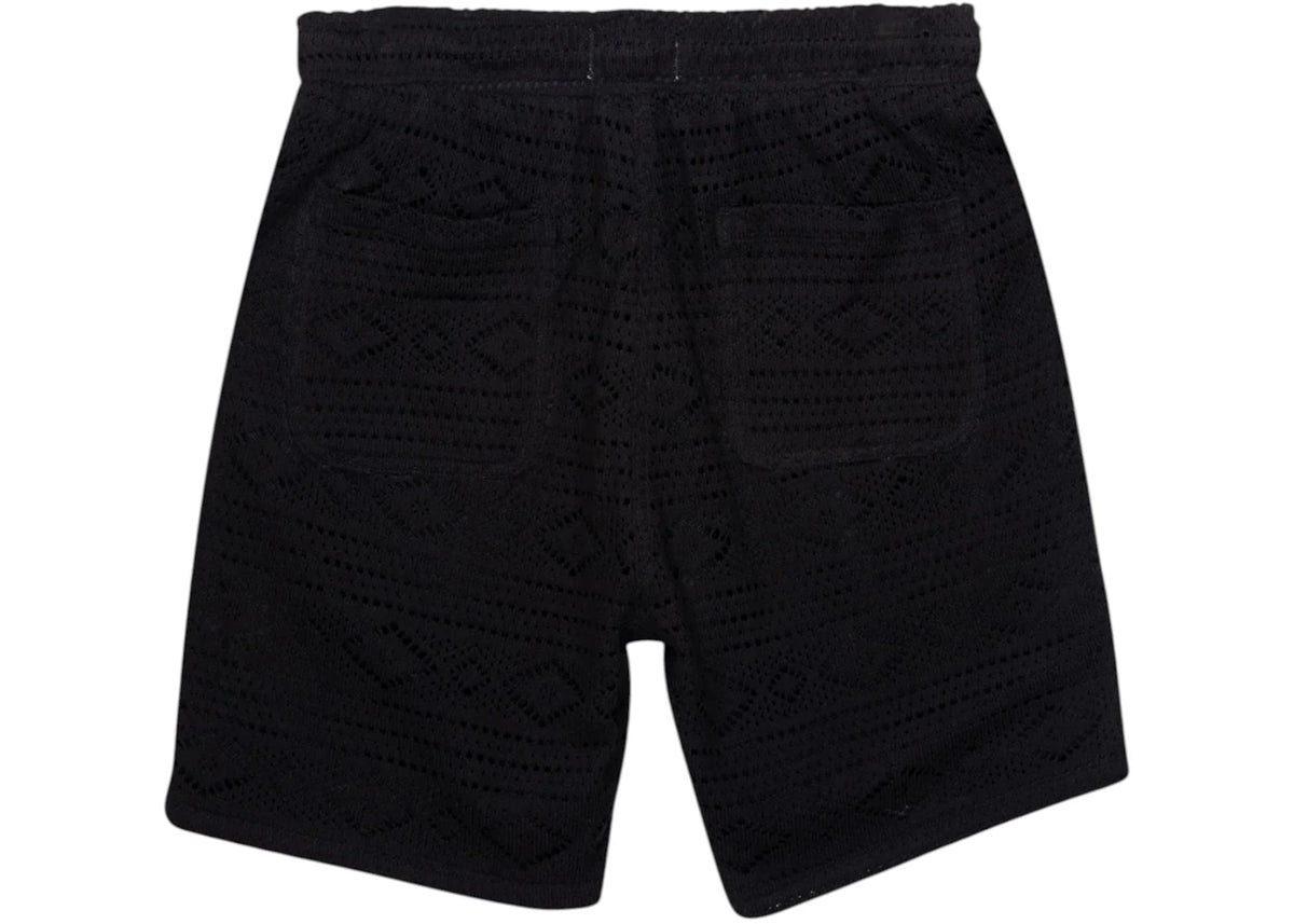 Honor The Gift Pointelle Crochet Drawcord 7 Inch Shorts Black - vue secondaire B