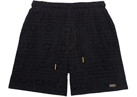 Honor The Gift Pointelle Crochet Drawcord 7 Inch Shorts Black - vue 360