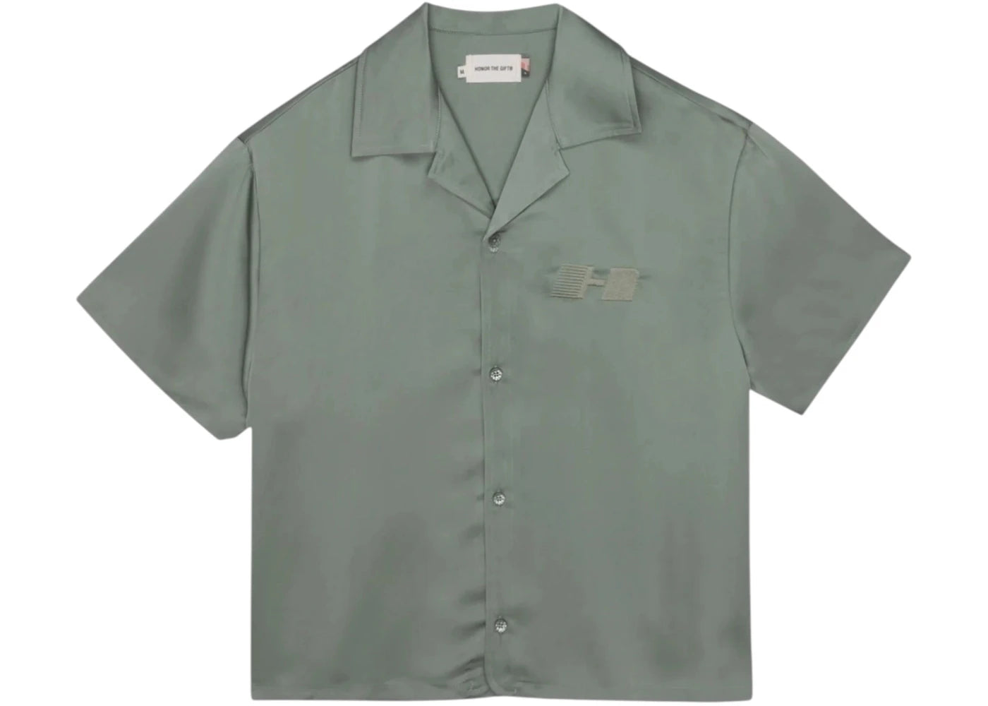 Honor The Gift Satin Chest Logo Camp Collar Shirt Sage - vue secondaire A