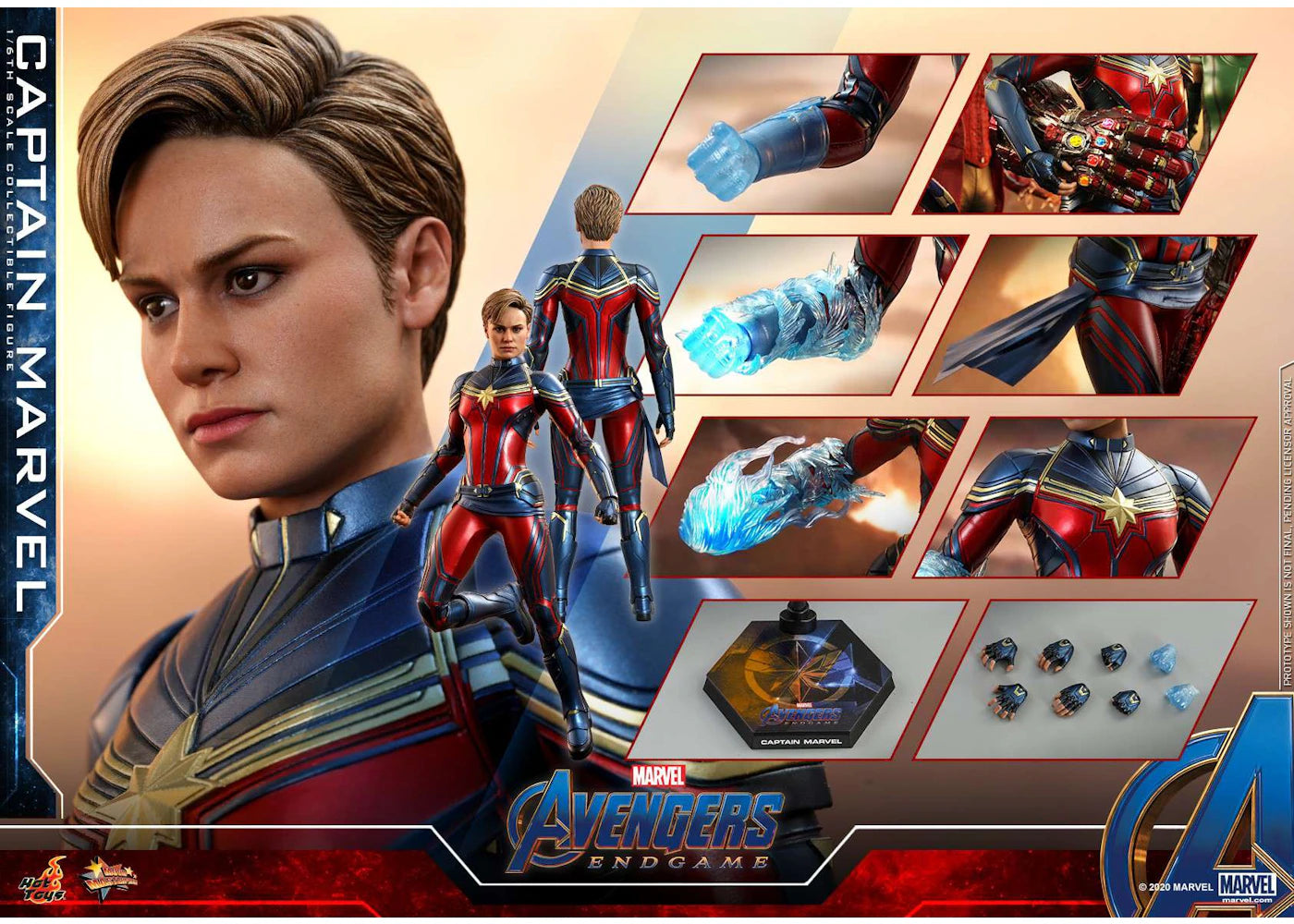 Hot Toys Marvel Avengers Endgame Captain Marvel Collectible Figure - vue secondaire B