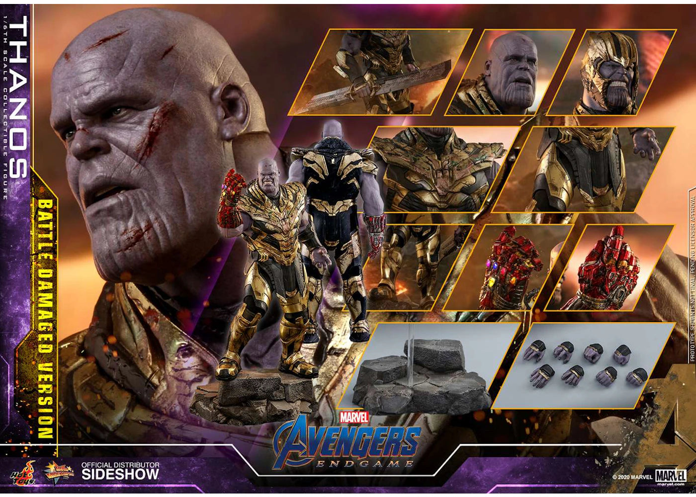 Hot Toys Marvel Avengers Endgame Thanos Battle Damaged Collectible Figure - vue secondaire A