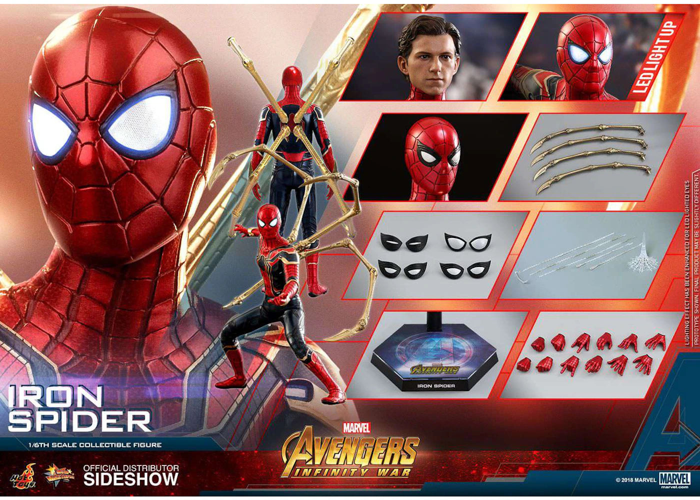 Hot Toys Marvel Movie Masterpiece Iron Spider-Man Infinity War Collectible Figure - vue secondaire B