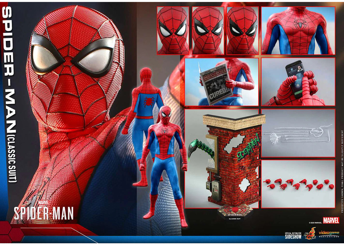 Hot Toys Marvel Video Game Masterpiece Spider-Man Classic Suit Collectible Figure - vue secondaire B