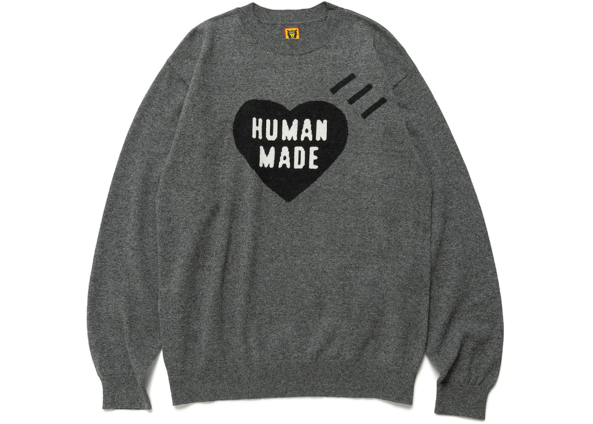 Human Made Heart L/S Knit Sweater Grey - vue secondaire A