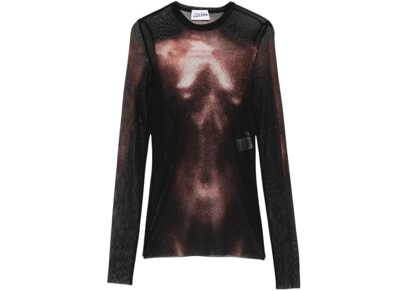 Jean Paul Gaultier Women's Mesh With L/S Printed Body Dust Crewneck Top Black/Brown - vue 360