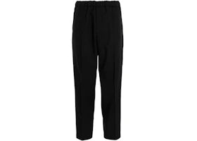 Jil Sander Elastic Drawstring Waist Gabardine Trousers Black